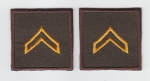 CPL Corporal DARK GOLD on BROWN rank insignia collar patches 1.5"